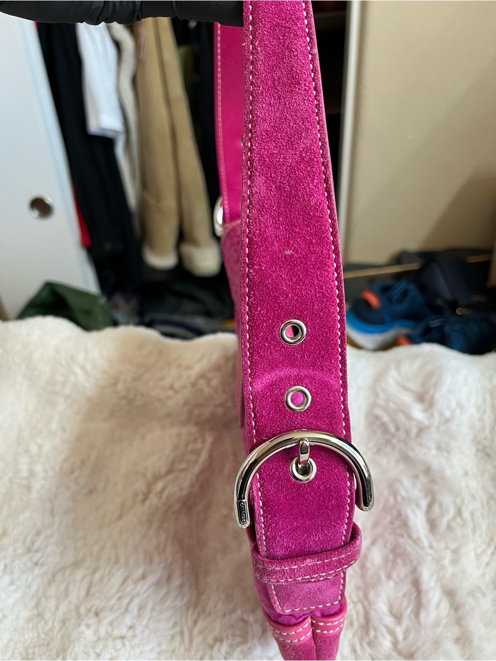 Coach 6818 SMALL Vintage Pink Soho Y2K Signature C Canvas & Suede Bag Rare - Picture 16 of 16